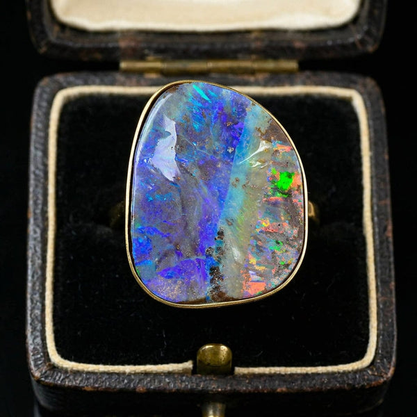 Vintage 18K Gold Australian Boulder Opal Statement Ring