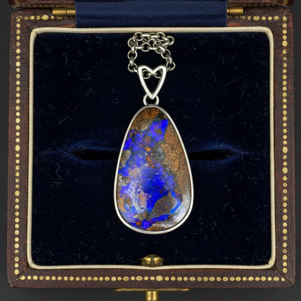 Vintage Australian Boulder Opal Sterling Silver Pendant