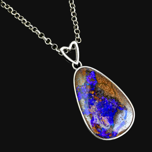 Vintage Australian Boulder Opal Sterling Silver Pendant