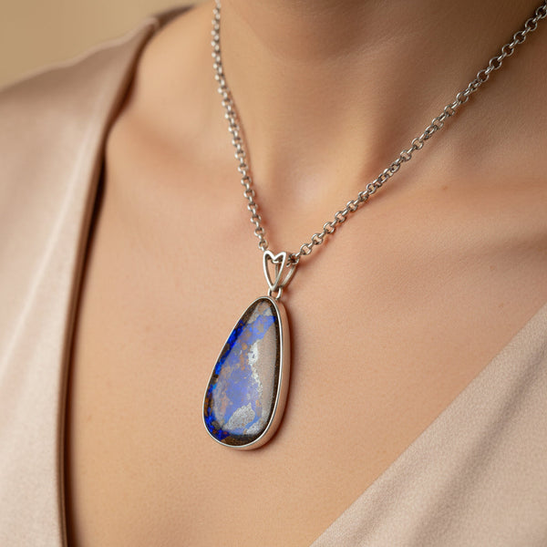 Vintage Australian Boulder Opal Sterling Silver Pendant