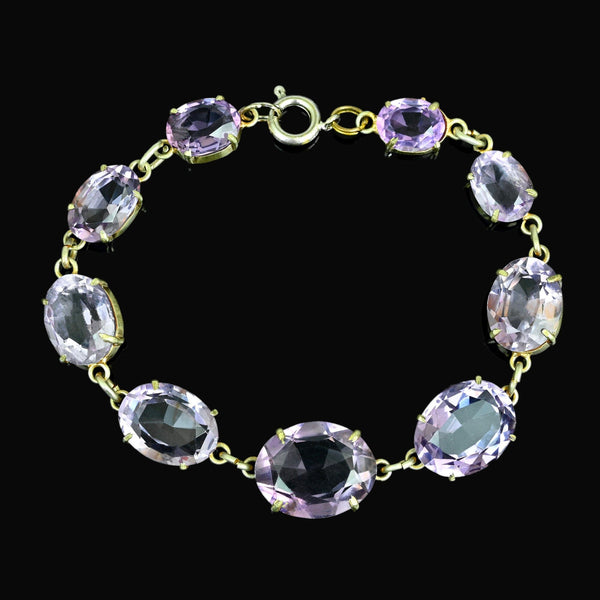 Antique Amethyst Bracelet Gold Gilded Silver 32.25 Carats
