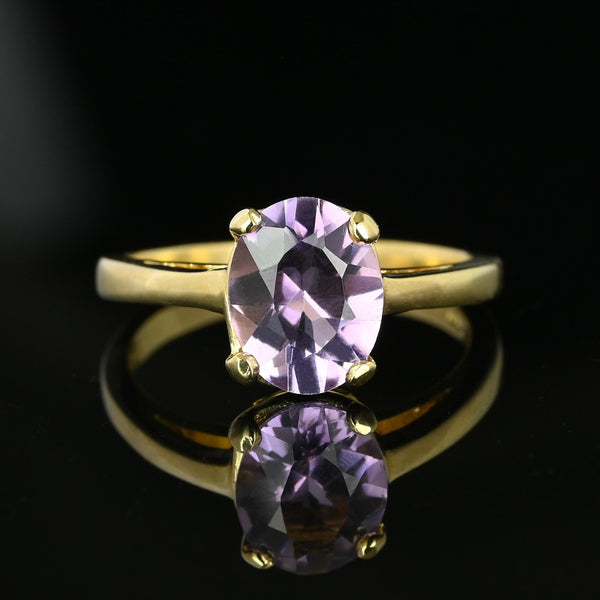 Rose de France Amethyst Solitare Ring in Gold - Boylerpf