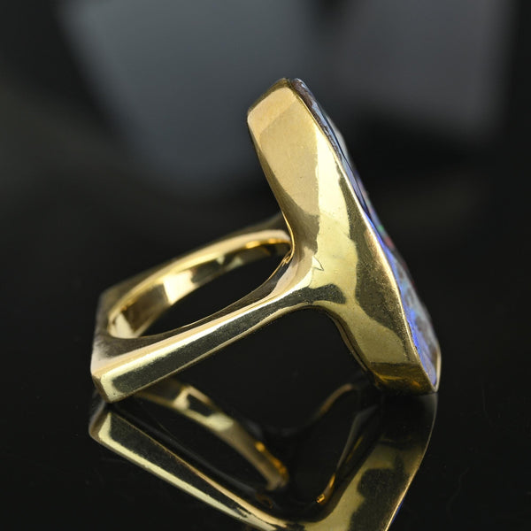 Vintage 18K Gold Australian Boulder Opal Statement Ring