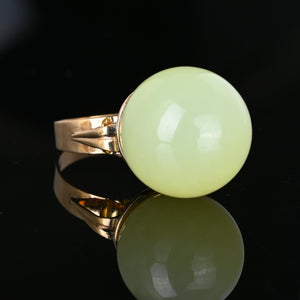 Vintage Cabochon Green Jade Ball Statement Ring - Boylerpf
