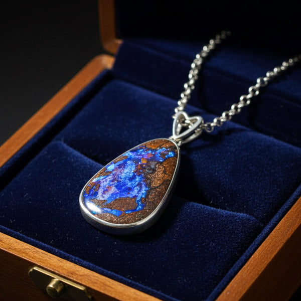 Vintage Australian Boulder Opal Sterling Silver Pendant