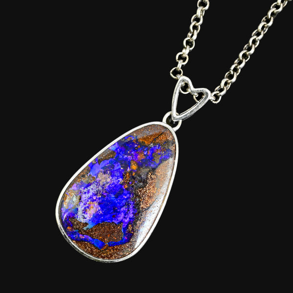 Vintage Australian Boulder Opal Sterling Silver Pendant