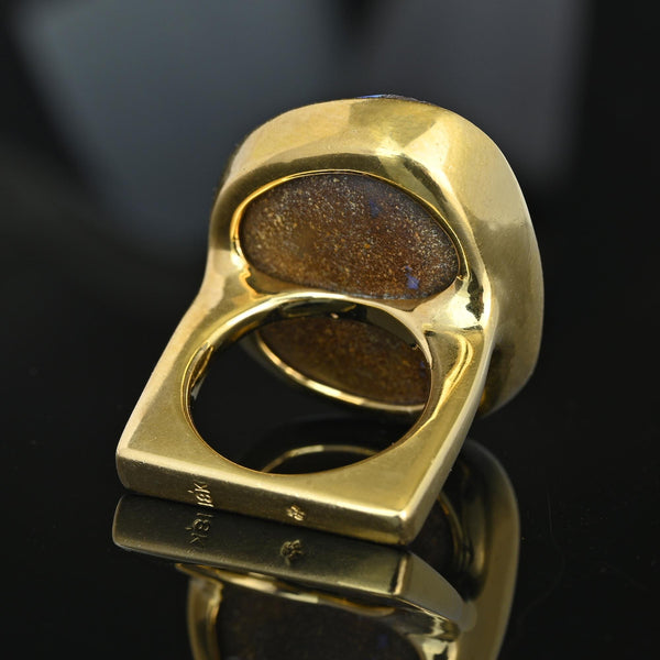 Vintage 18K Gold Australian Boulder Opal Statement Ring