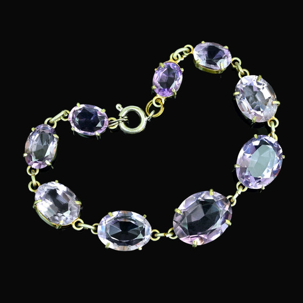 Antique Amethyst Bracelet Gold Gilded Silver 32.25 Carats