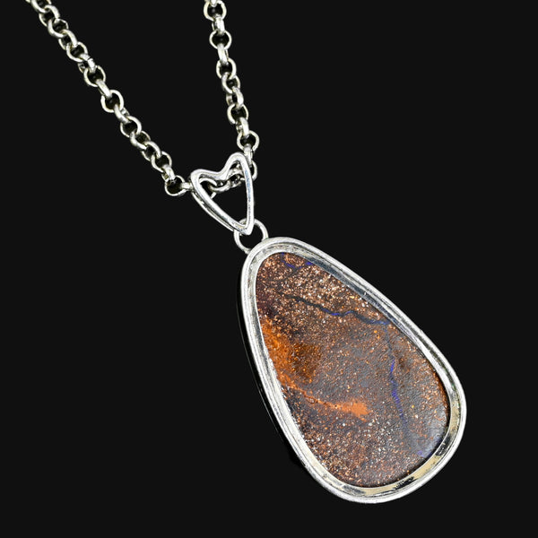 Vintage Australian Boulder Opal Sterling Silver Pendant