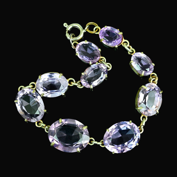Antique Amethyst Bracelet Gold Gilded Silver 32.25 Carats