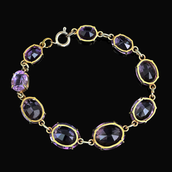 Antique Amethyst Bracelet Gold Gilded Silver 32.25 Carats