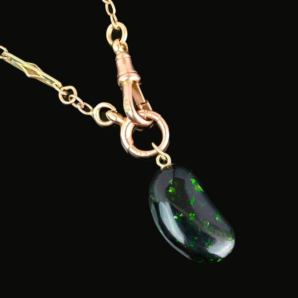 Vintage Gold Green Goldstone Lucky Bean Pendant Charm - Boylerpf