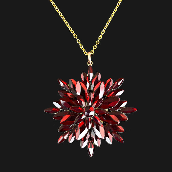 Antique Victorian Vauxhall Glass Starburst Pendant Necklace - Boylerpf