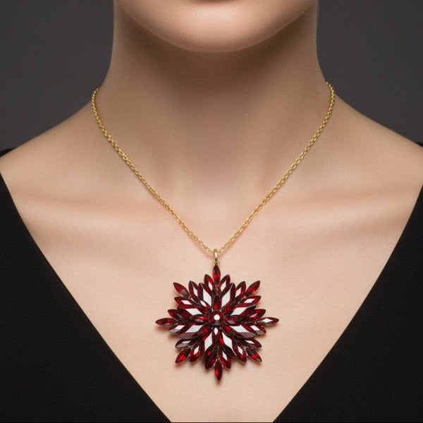 Antique Victorian Vauxhall Glass Starburst Pendant Necklace - Boylerpf