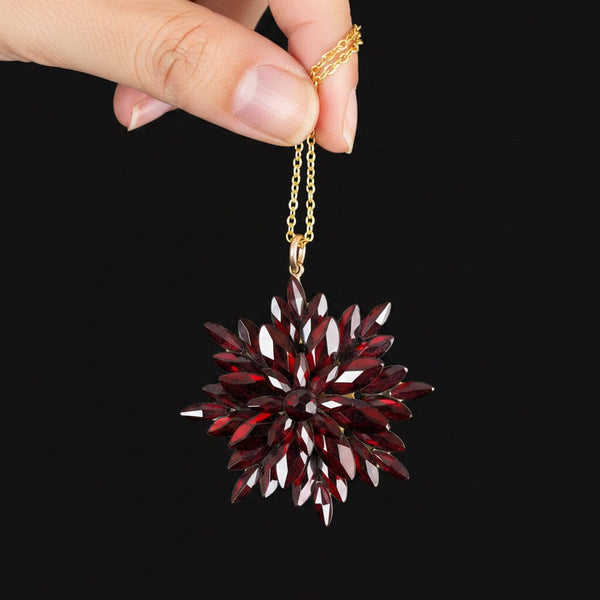 Antique Victorian Vauxhall Glass Starburst Pendant Necklace - Boylerpf