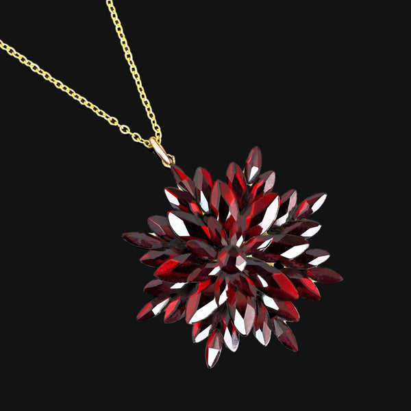 Antique Victorian Vauxhall Glass Starburst Pendant Necklace - Boylerpf