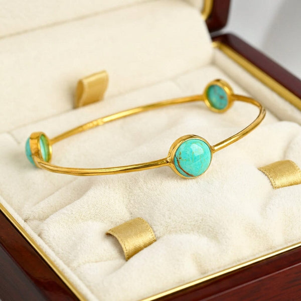 Vintage Ippolita 18K Gold Turquoise Bangle Bracelet