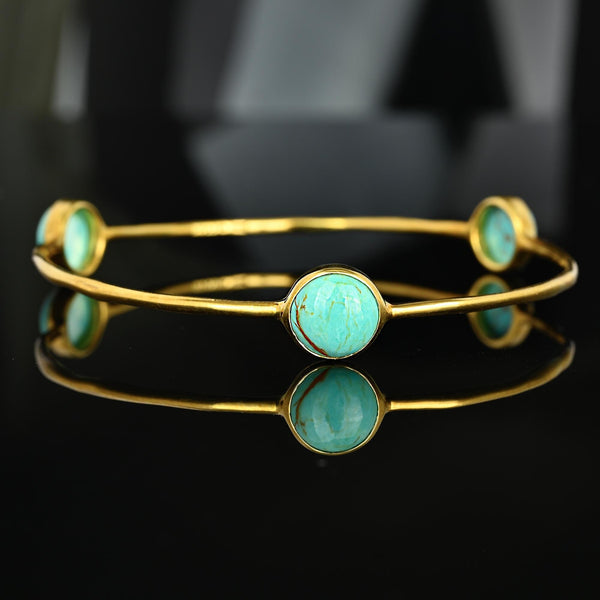 Vintage Ippolita 18K Gold Turquoise Bangle Bracelet