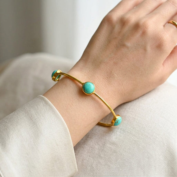 Vintage Ippolita 18K Gold Turquoise Bangle Bracelet