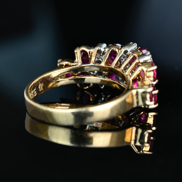 Antique 14K Gold Diamond Double Row Ruby Ring Band