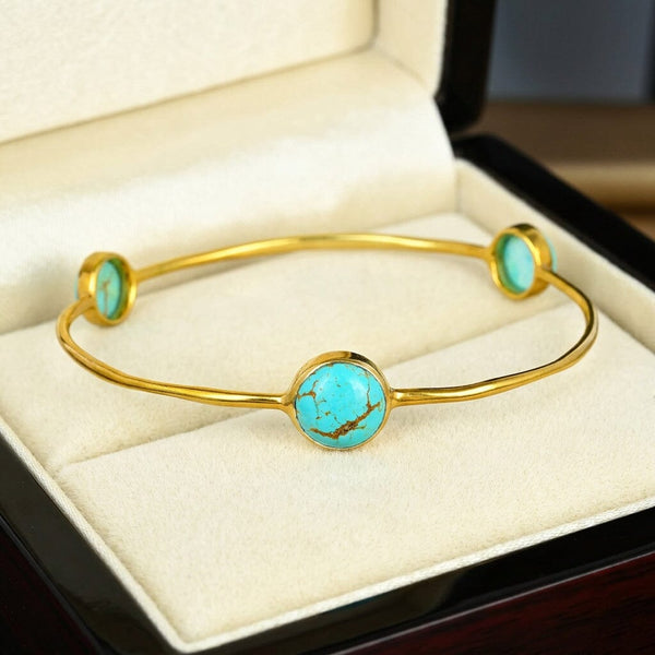 Vintage Ippolita 18K Gold Turquoise Bangle Bracelet