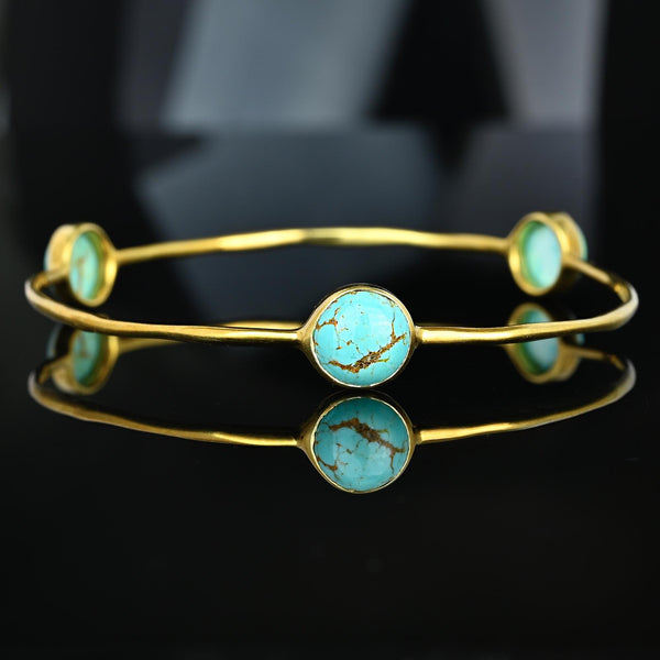 Vintage Ippolita 18K Gold Turquoise Bangle Bracelet