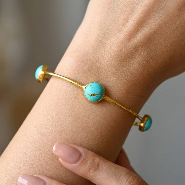 Vintage Ippolita 18K Gold Turquoise Bangle Bracelet
