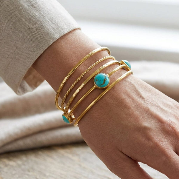 Vintage Ippolita 18K Gold Turquoise Bangle Bracelet