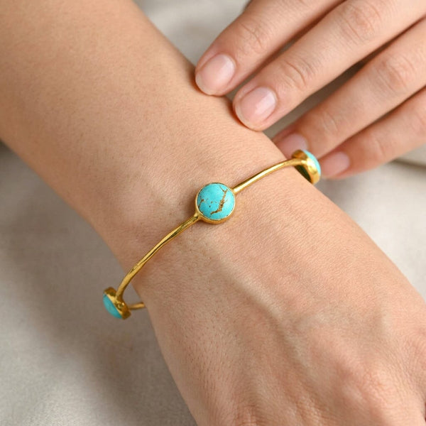 Vintage Ippolita 18K Gold Turquoise Bangle Bracelet