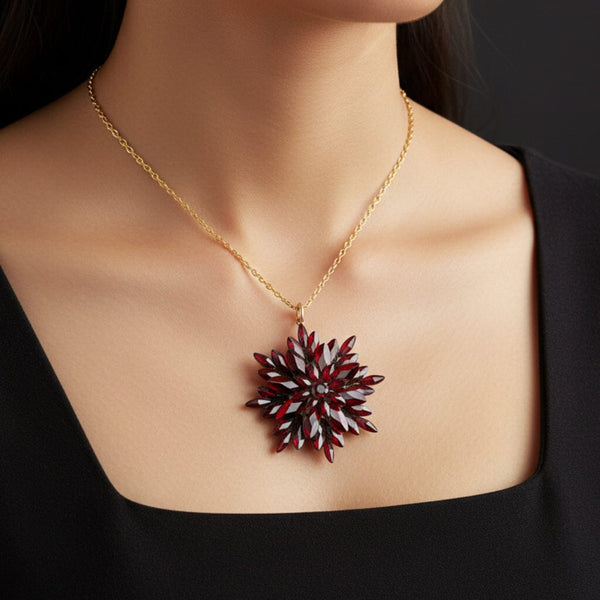 Antique Victorian Vauxhall Glass Starburst Pendant Necklace - Boylerpf