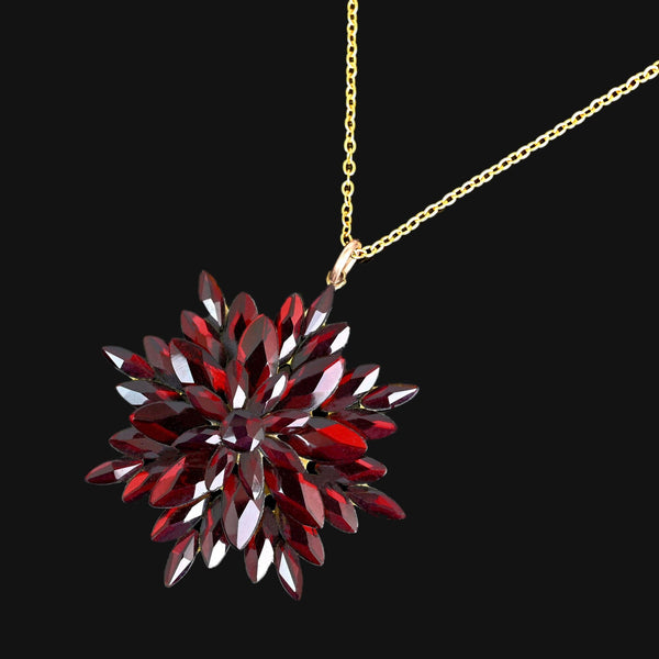 Antique Victorian Vauxhall Glass Starburst Pendant Necklace - Boylerpf
