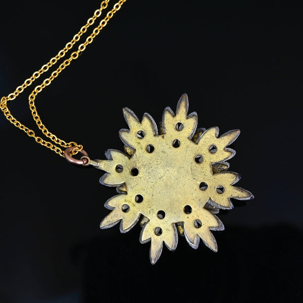 Antique Victorian Vauxhall Glass Starburst Pendant Necklace - Boylerpf