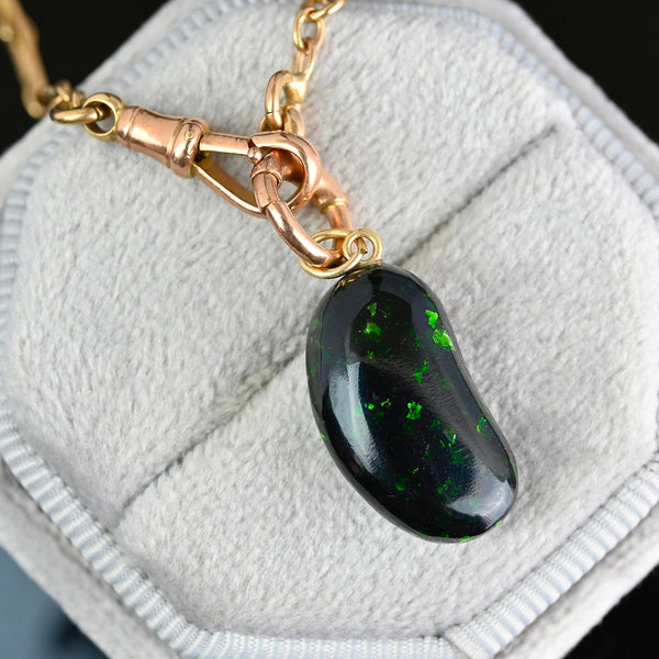 Vintage Gold Green Goldstone Lucky Bean Pendant Charm - Boylerpf
