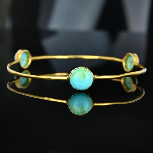 Vintage Ippolita 18K Gold Turquoise Bangle Bracelet