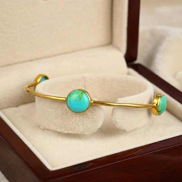Vintage Ippolita 18K Gold Turquoise Bangle Bracelet