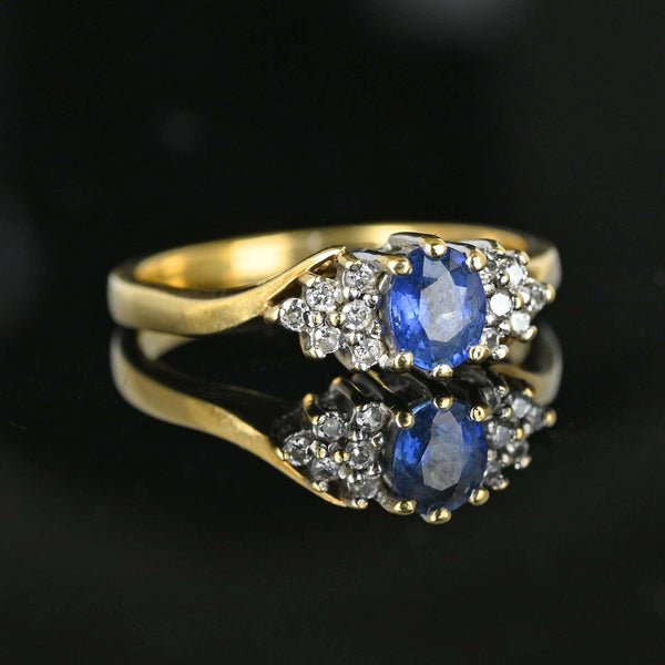 Diamond Cluster Natural Sapphire Ring in Gold - Boylerpf