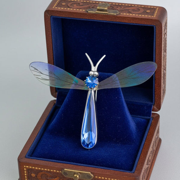 Antique Art Deco Dragonfly Brooch Sapphire Paste - Boylerpf