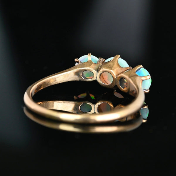 Antique Edwardian Three Stone Cabochon  Opal Ring