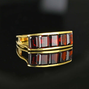 Vintage 18K Gold Emerald Cut Garnet Ring, Euro Shank - Boylerpf