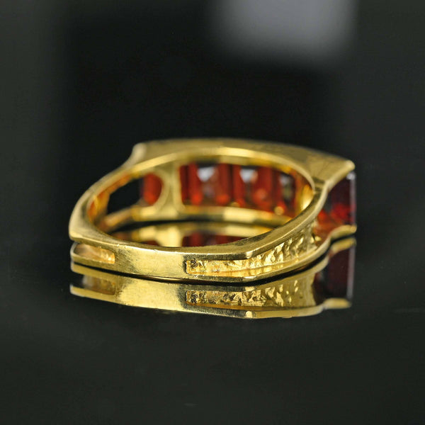 Vintage 18K Gold Emerald Cut Garnet Ring, Euro Shank - Boylerpf