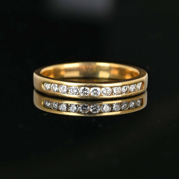 Vintage 14K Gold Half Eternity Diamond Ring Band - Boylerpf