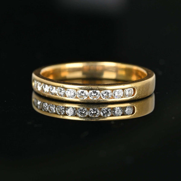 Vintage 14K Gold Half Eternity Diamond Ring Band - Boylerpf