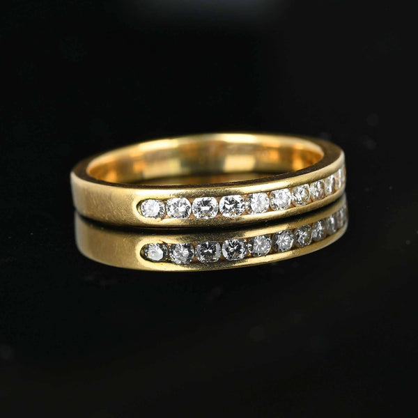 Vintage 14K Gold Half Eternity Diamond Ring Band - Boylerpf