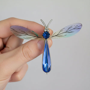 Antique Art Deco Dragonfly Brooch Sapphire Paste - Boylerpf