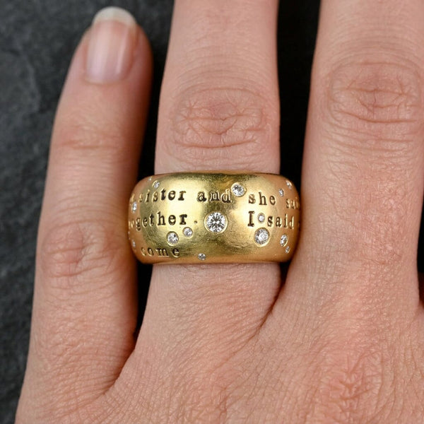 Heather B. Moore 14K Gold Sister Quote Diamond Ring