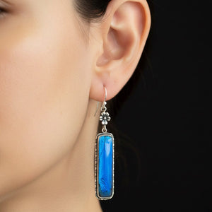 Victorian Morpho Butterfly Wing Rock Crystal Earrings - Boylerpf