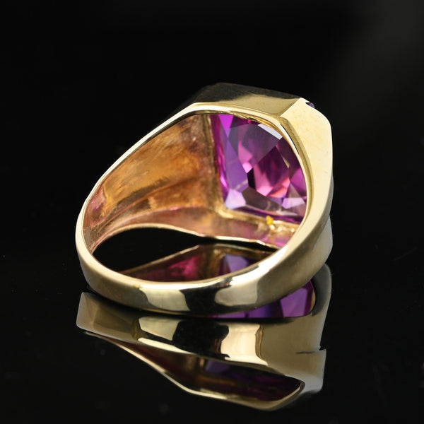 Vintage Gold 7.5 CTW Pink Sapphire Signet Ring - Boylerpf