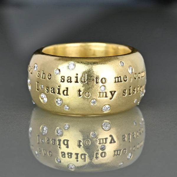 Heather B. Moore 14K Gold Sister Quote Diamond Ring