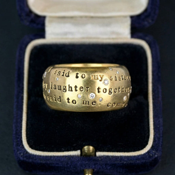 Heather B. Moore 14K Gold Sister Quote Diamond Ring