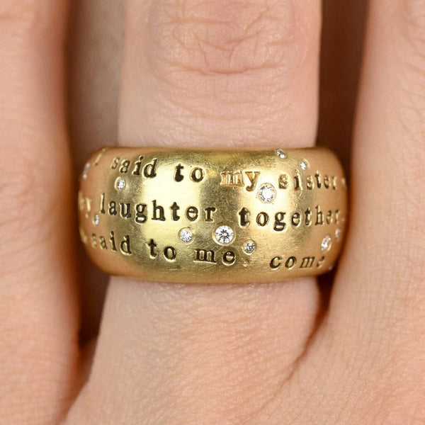 Heather B. Moore 14K Gold Sister Quote Diamond Ring